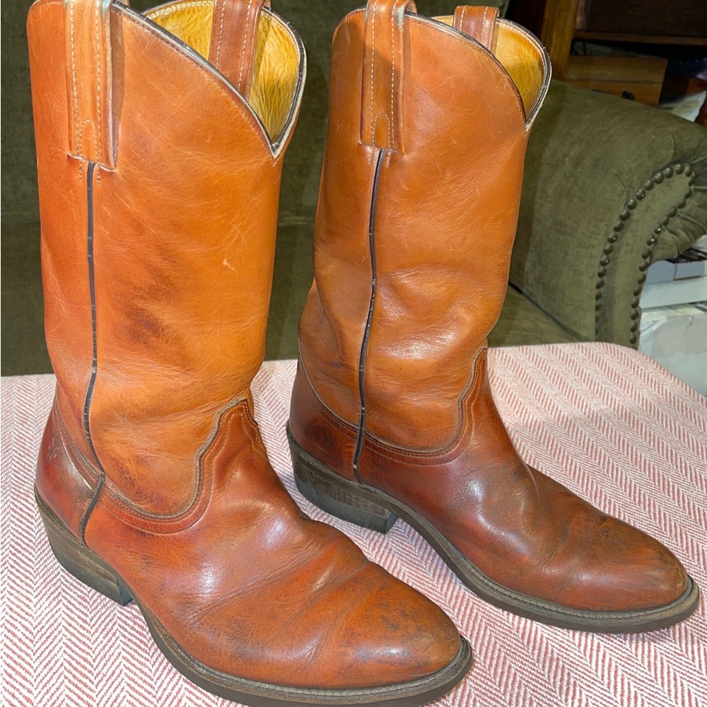 Vintage Mens Frye Western Cowboy Boots - Brown Leather